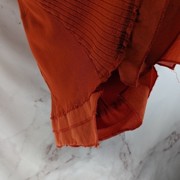 Soft Surroundings Shirt Womens Large Orange Roma Ribbed Ruffle Button Scoop - Picture 10 of 12